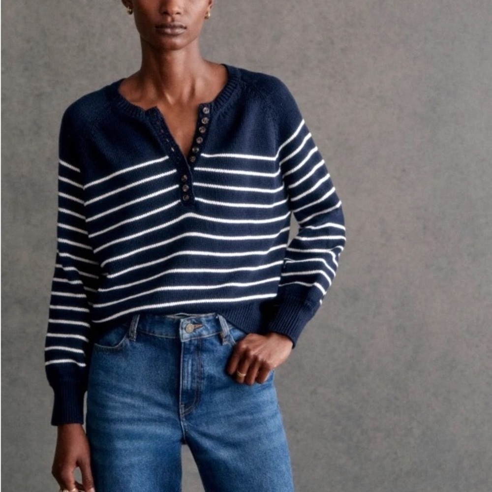 Sezane Leontine Cotton Striped Sweater Medium